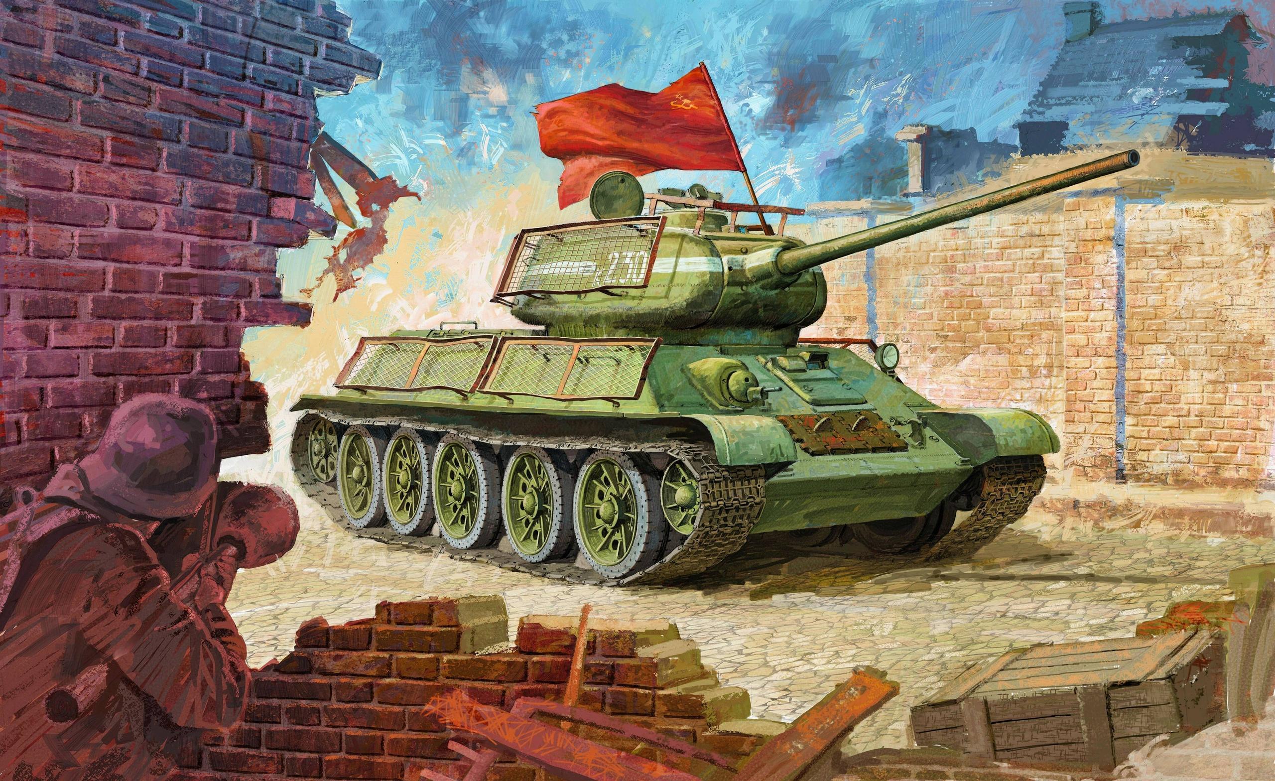Download wallpaper picture, Panzerfaust, Red Flag, Medium Tank