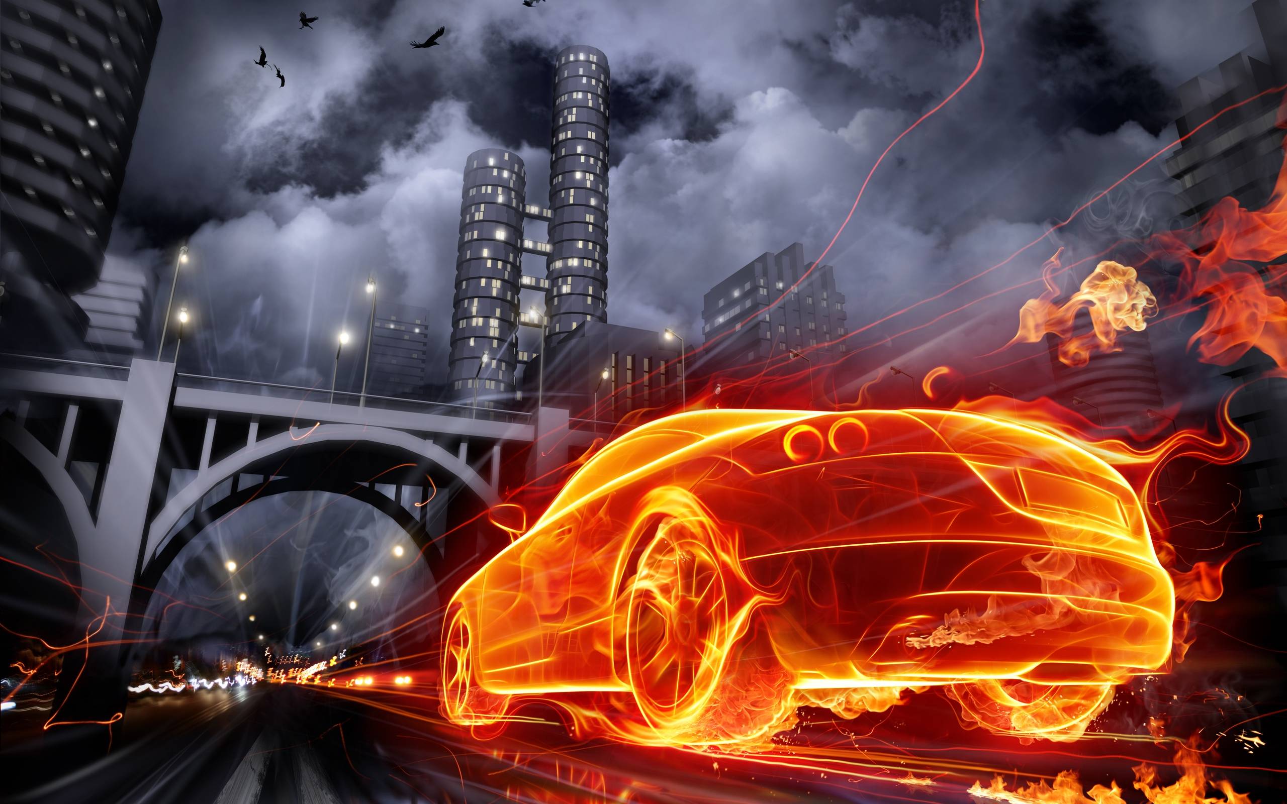 Burning car wallpaper and image, picture, photo