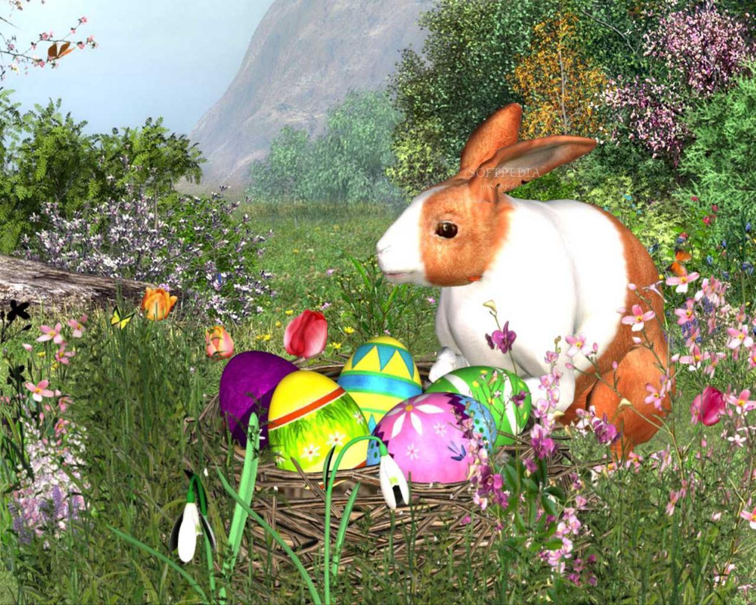 Easter rabbit animated screensaver free desktop backgrounds.