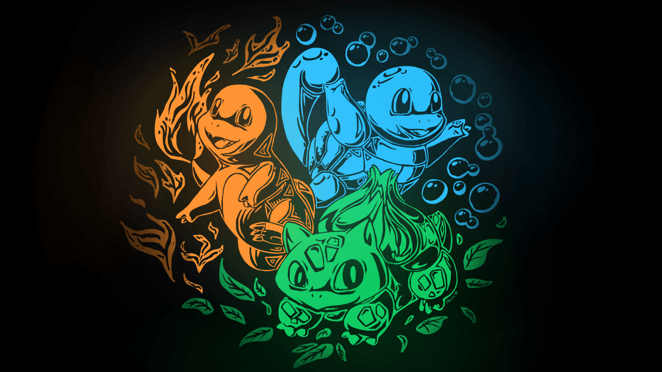 Wallpaper For > Bulbasaur Charmander Squirtle Wallpaper