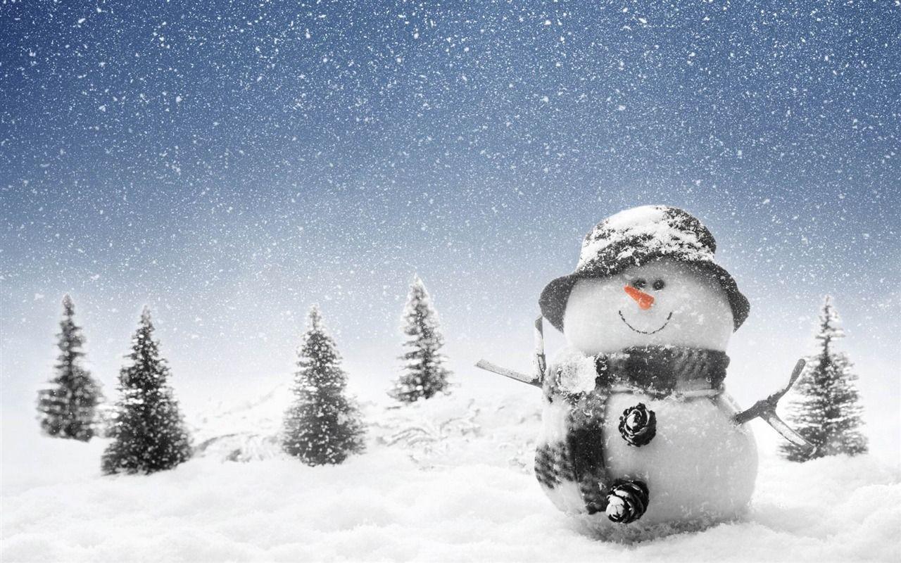 Aesthetic cute snowman Christmas HD computer wallpaper 06