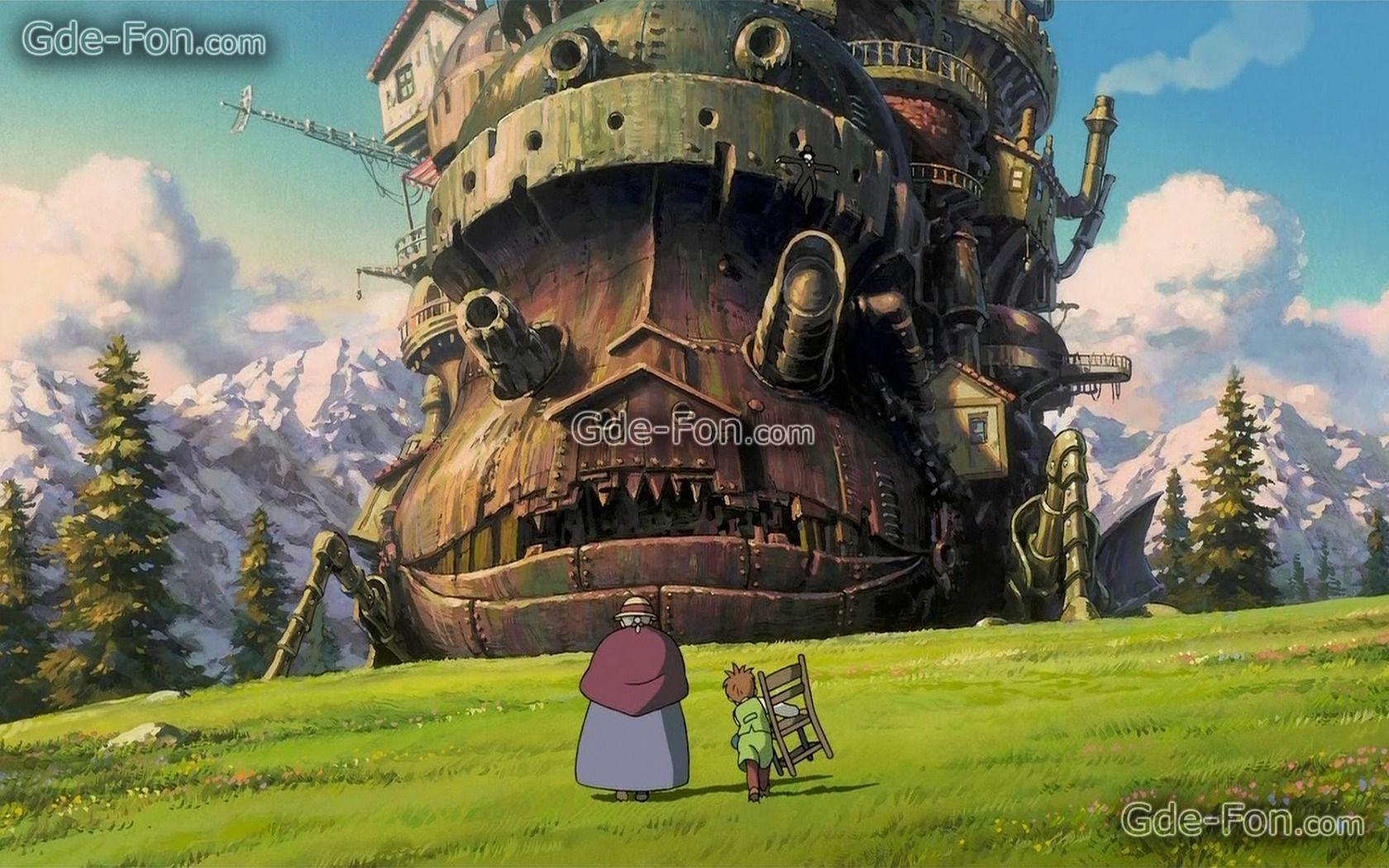 Download wallpaper anime, Howl Moving Castle, Hayao Miyazaki