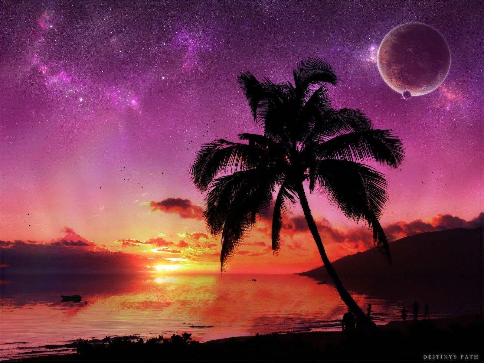 Tropical Beach Sunset Background 23975 HD Wallpaper in Beach n