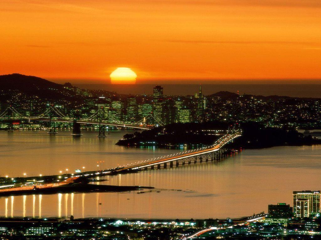 San Francisco Sunset background Wallpaper. High Quality