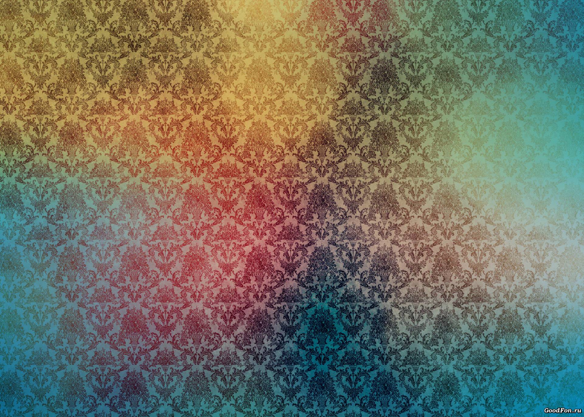 Colored Damask on Blur Colored Texture. Background and Texture