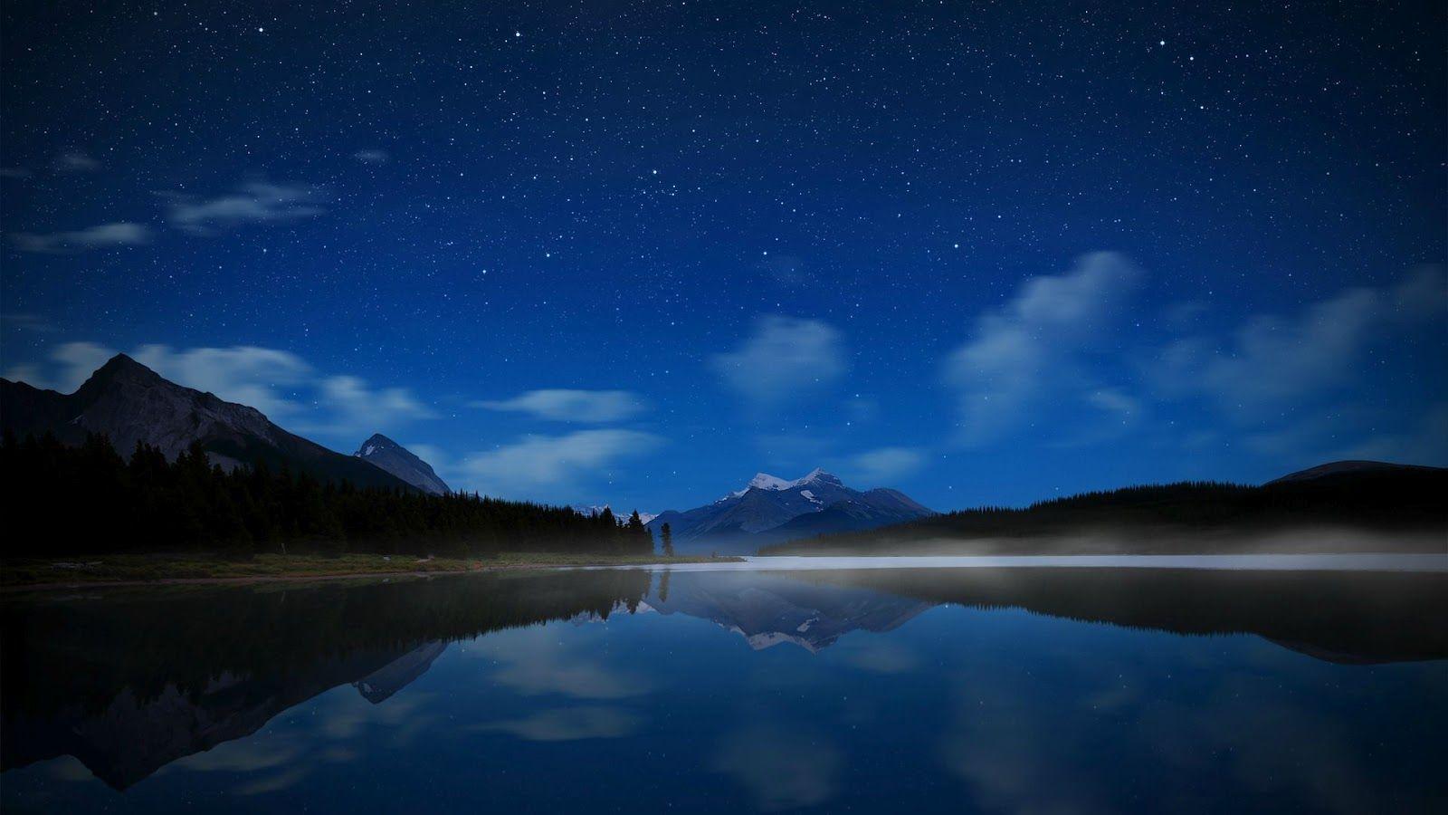 Night Time Sky, Mountain Skyline. Incredible Desktop Background