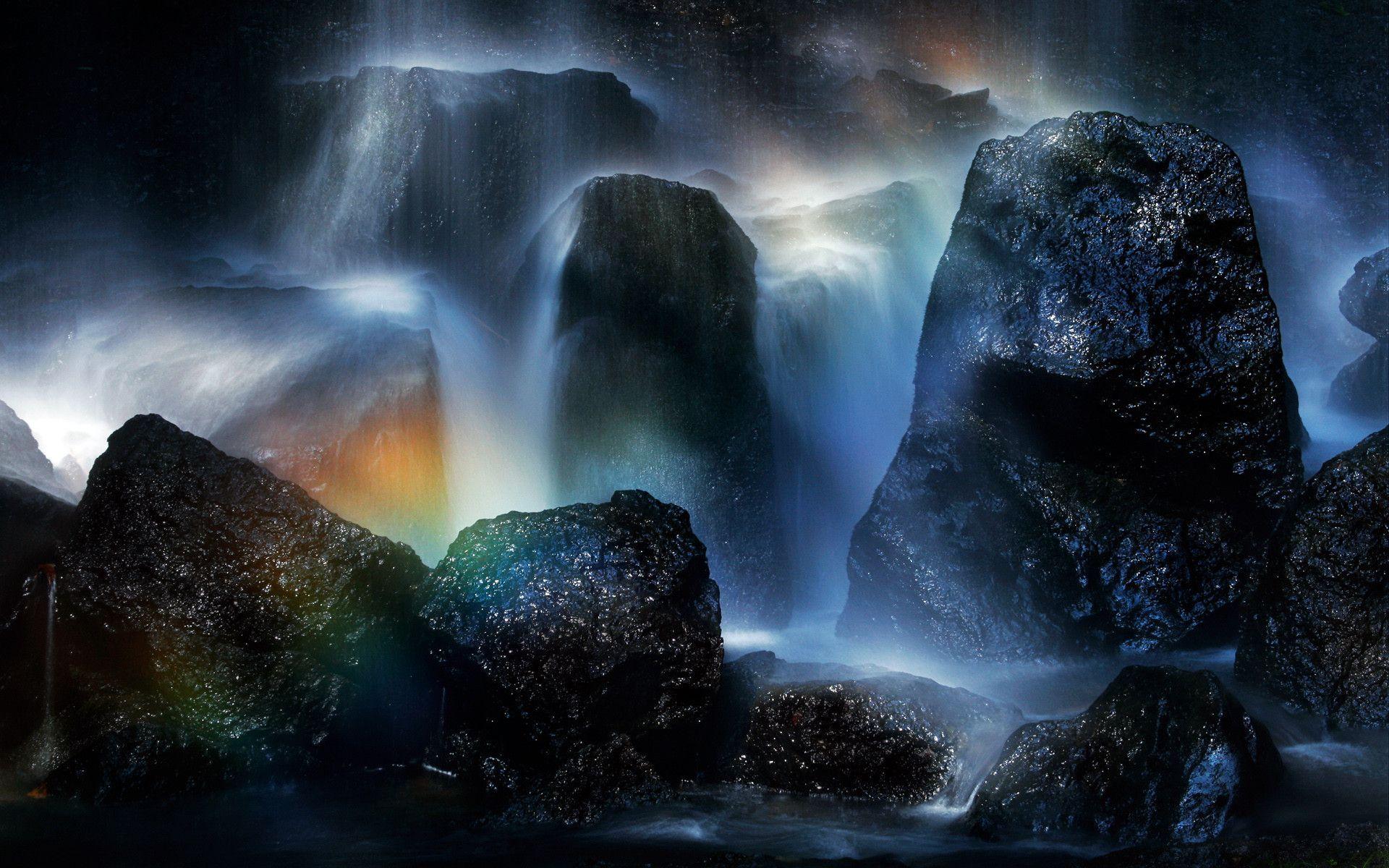 Waterfall Rainbow Wallpaper HD Beautiful Cool