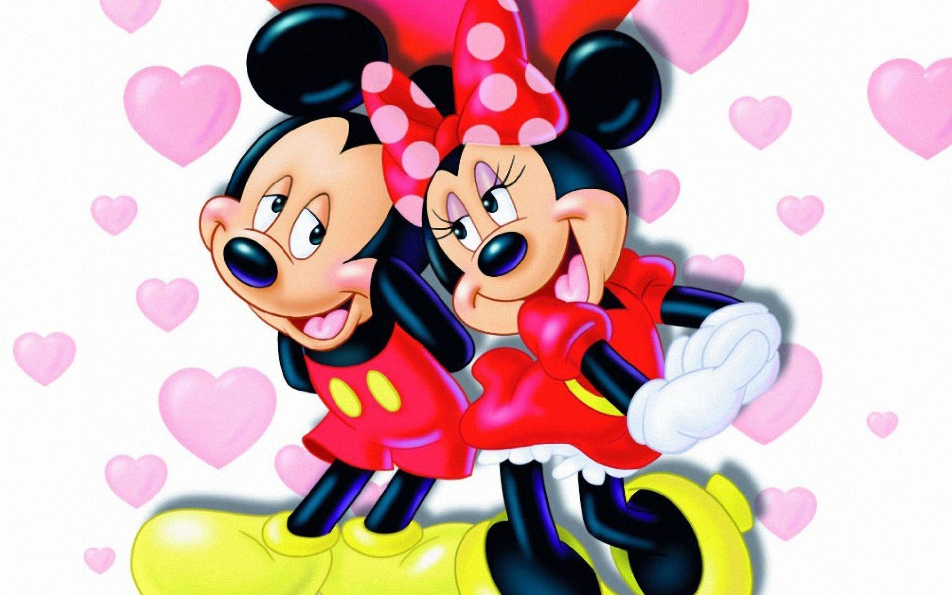 minnie mouse and mickey mouse in love wallpaper