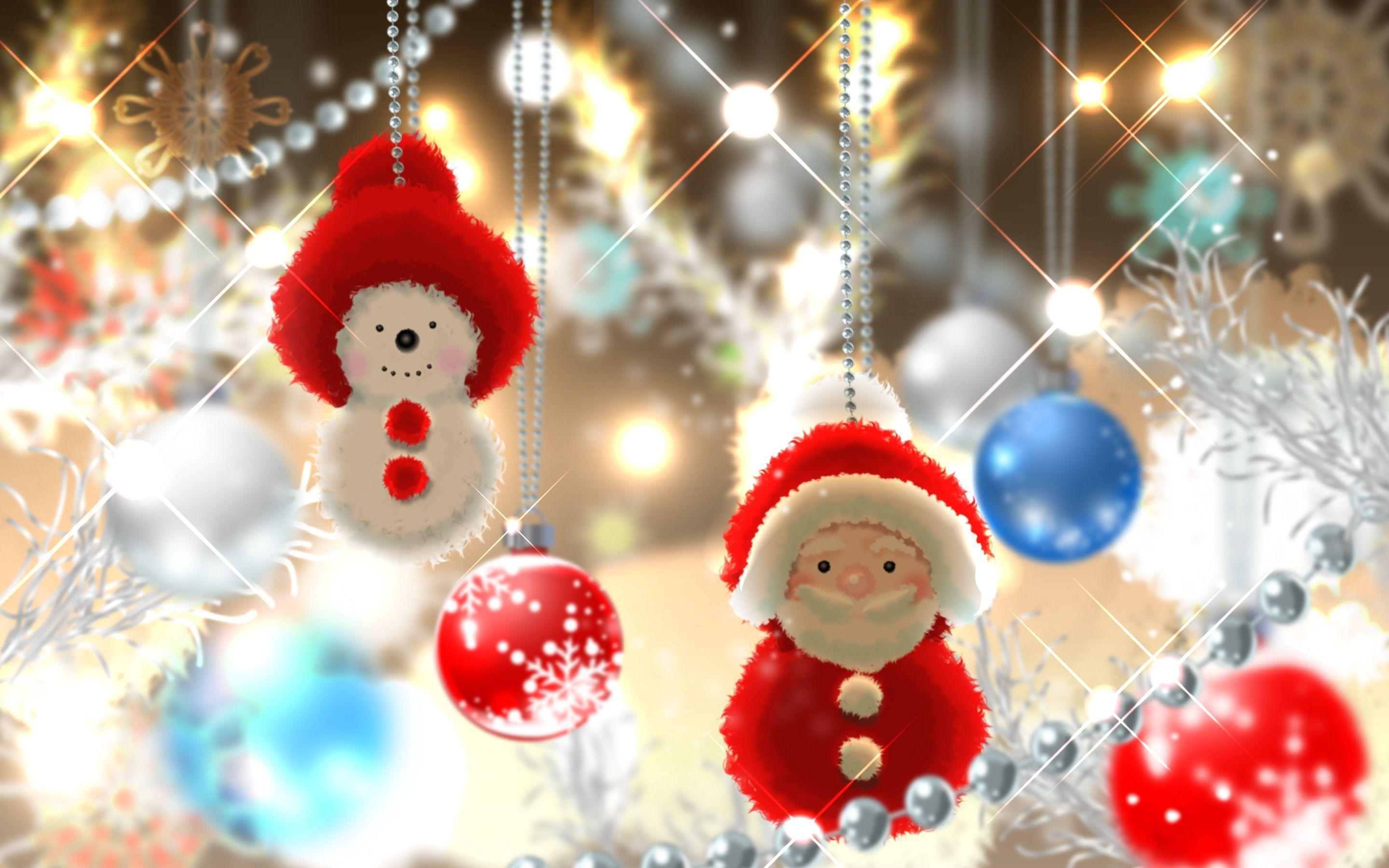 Download wallpaper Santa Claus, snowman, Art, New Year free