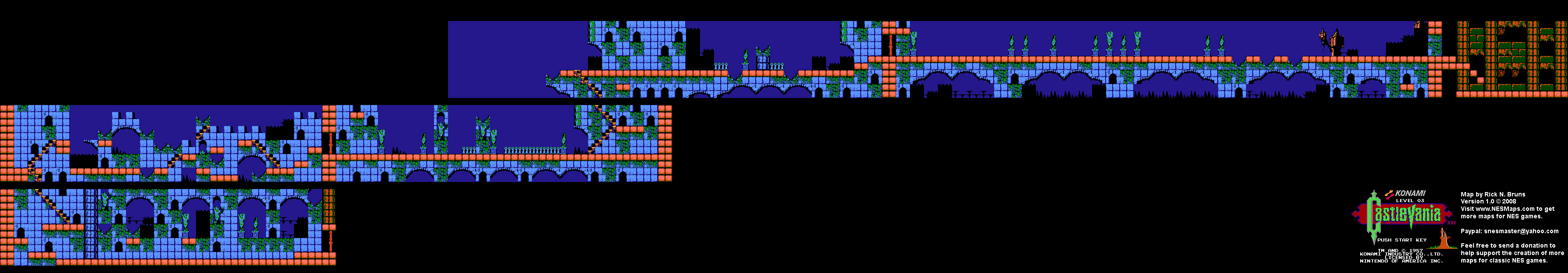 Castlevania 3 Nintendo NES Background Only Map
