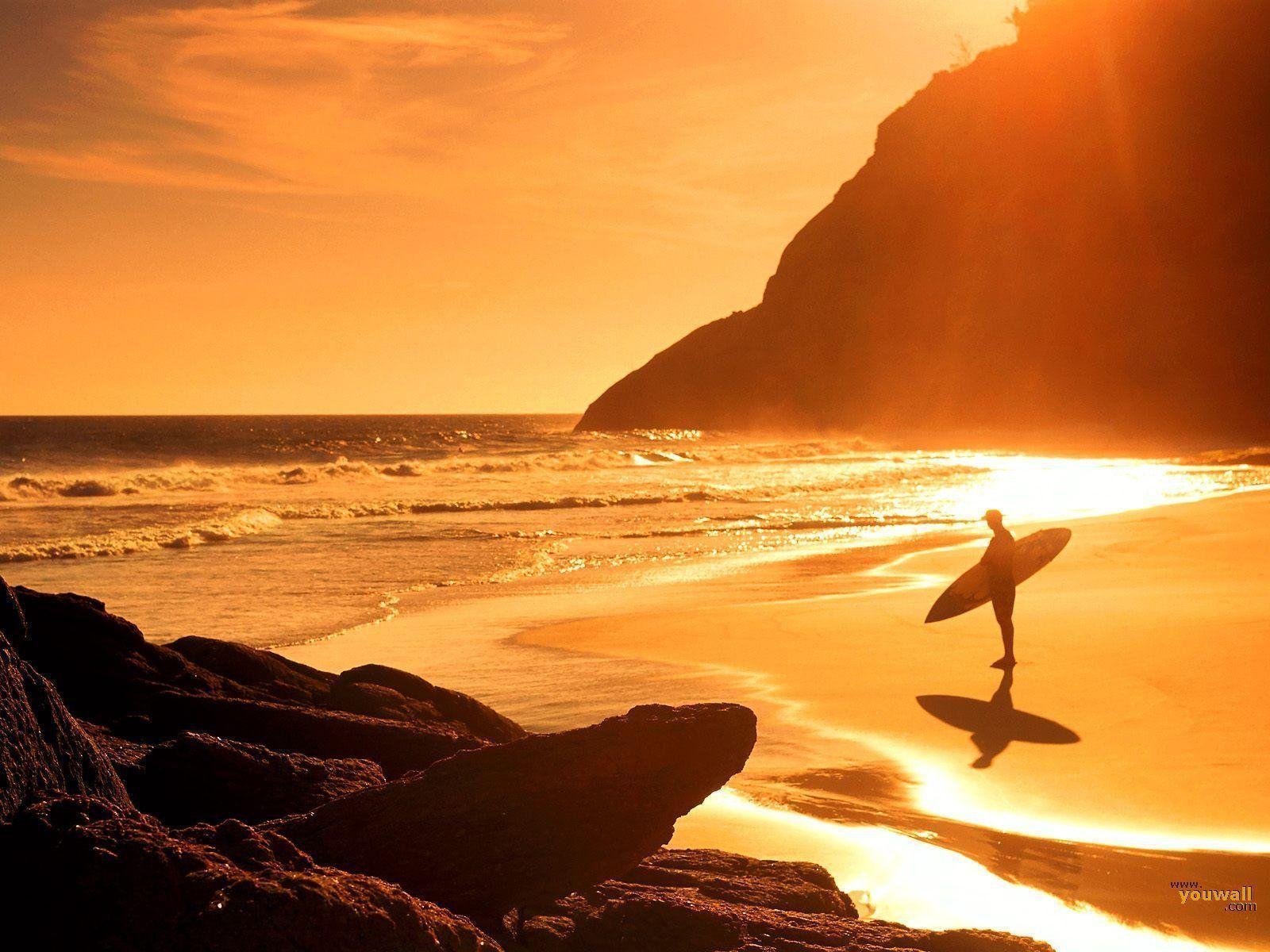 Beach Sunset Surf HD Wallpaper. High Quality Wallpaper, Wallpaper