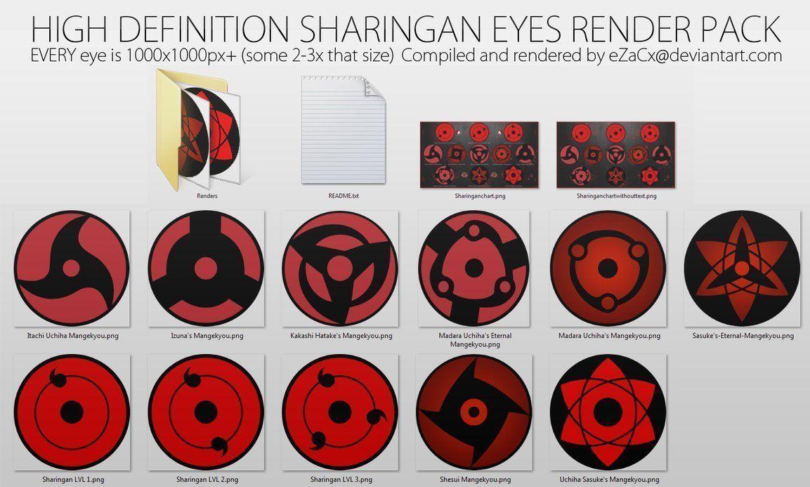 HD Sharingan eyes render pack