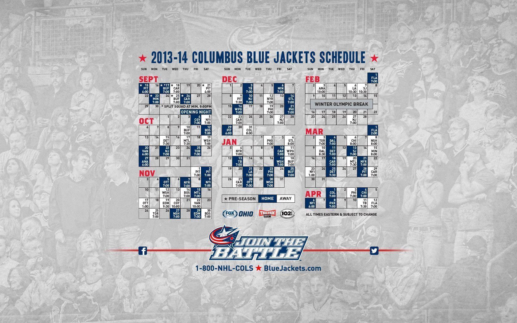 Columbus Blue Jackets 14 Schedule Announcement Central