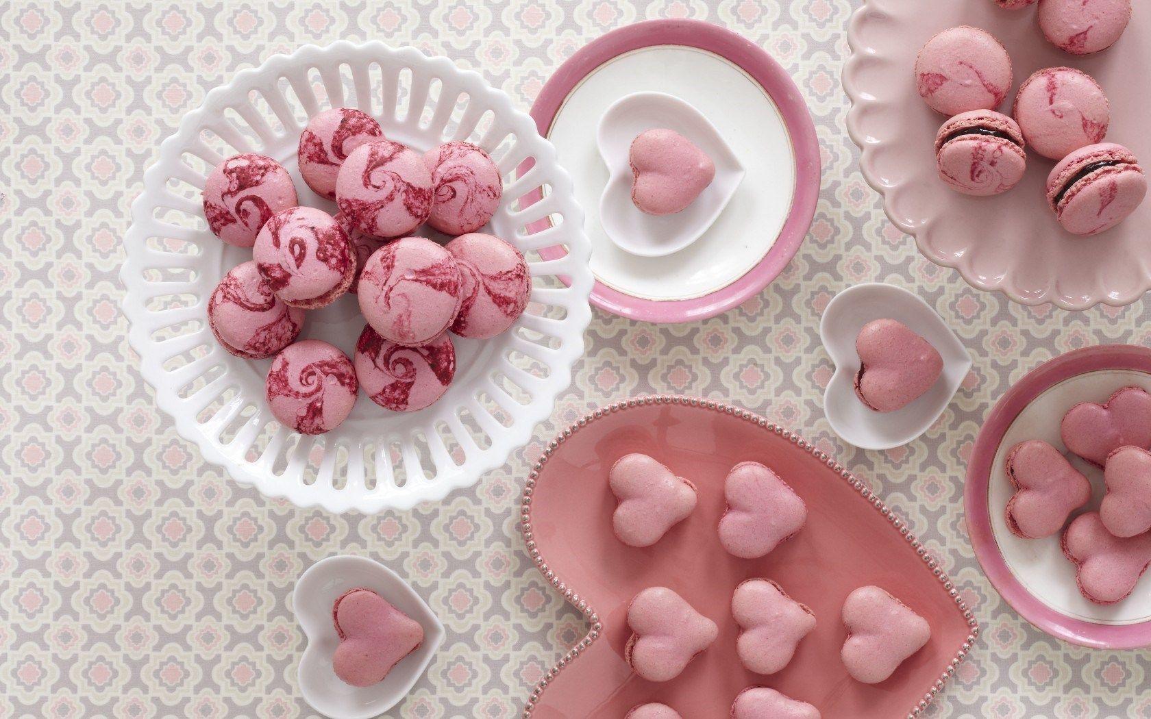 Sweet Dessert Macaron Hearts HD Wallpaper
