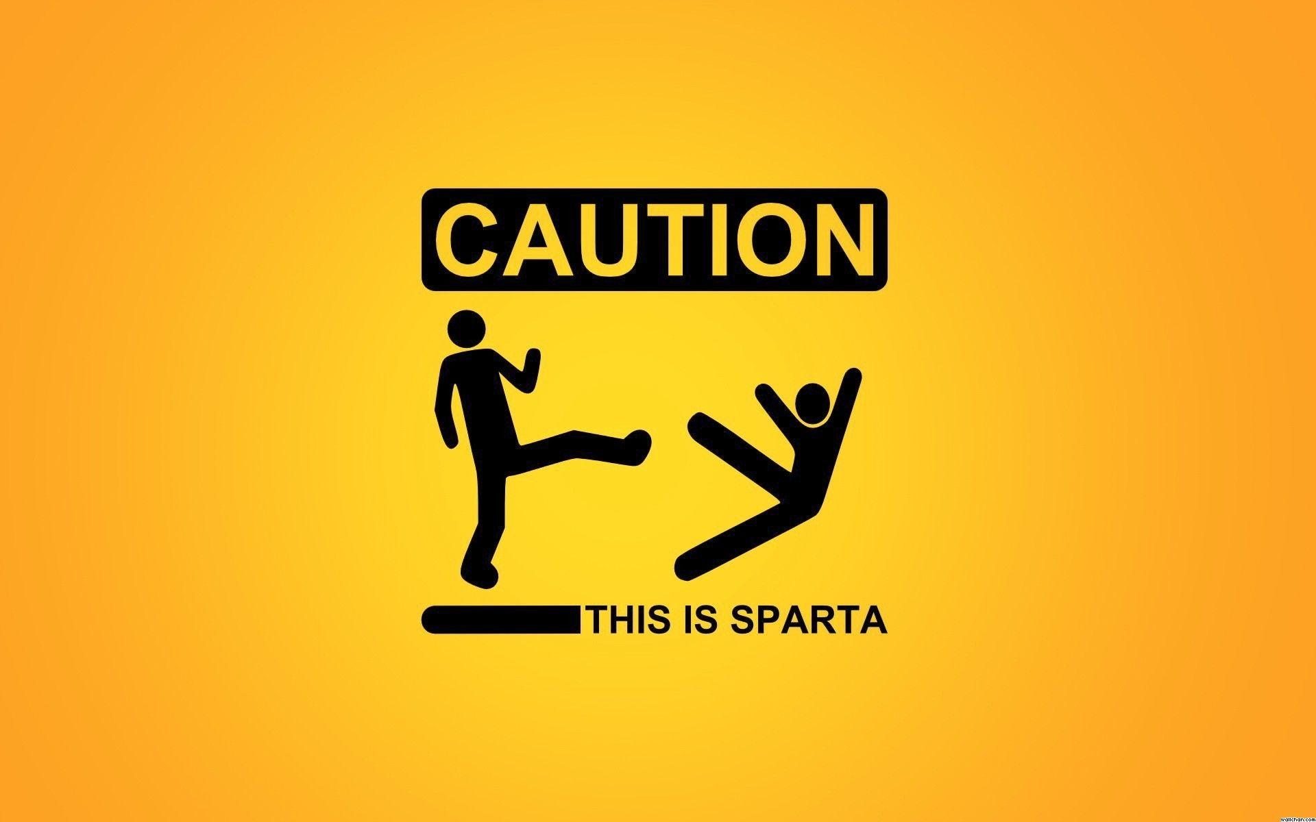 Download Sparta Funny Warning Caution Sign Wallpaper 1920x1200