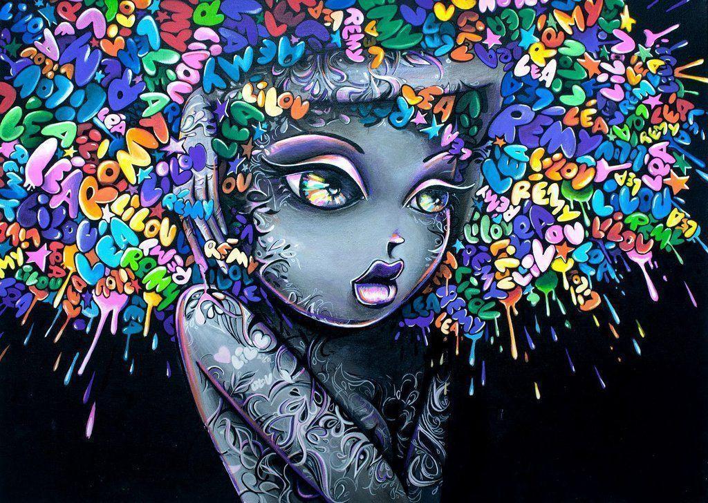 Colorful Girl Graffiti Wallpaper HD