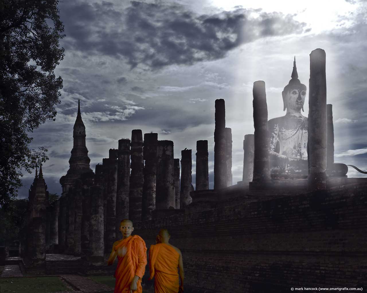 Column Buddha God Wallpaper