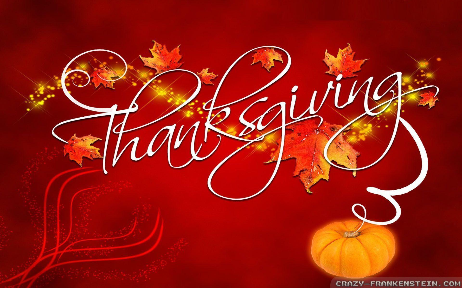 Thanksgiving Red Background With Orange Pumpkin Wallpaper taken