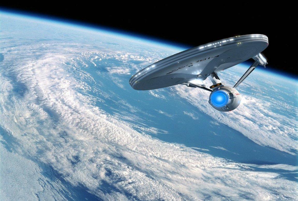 Star Trek wallpaper USS Enterprise in Earth orbit free desktop