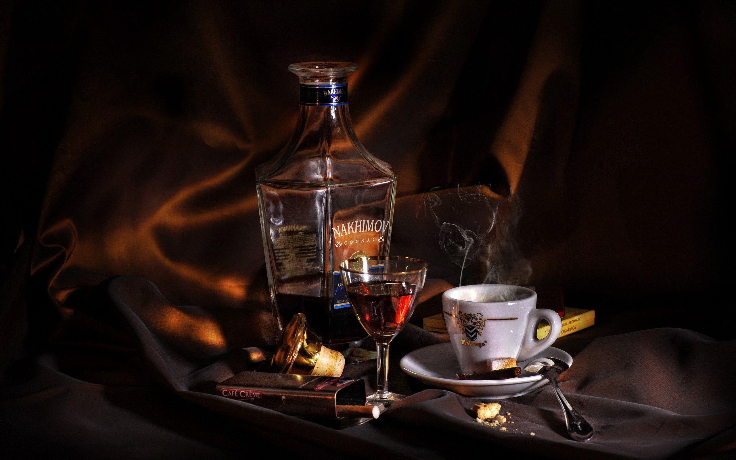 Cognac Alcohol Coffee Cigar Wallpaper HD Wallpaper