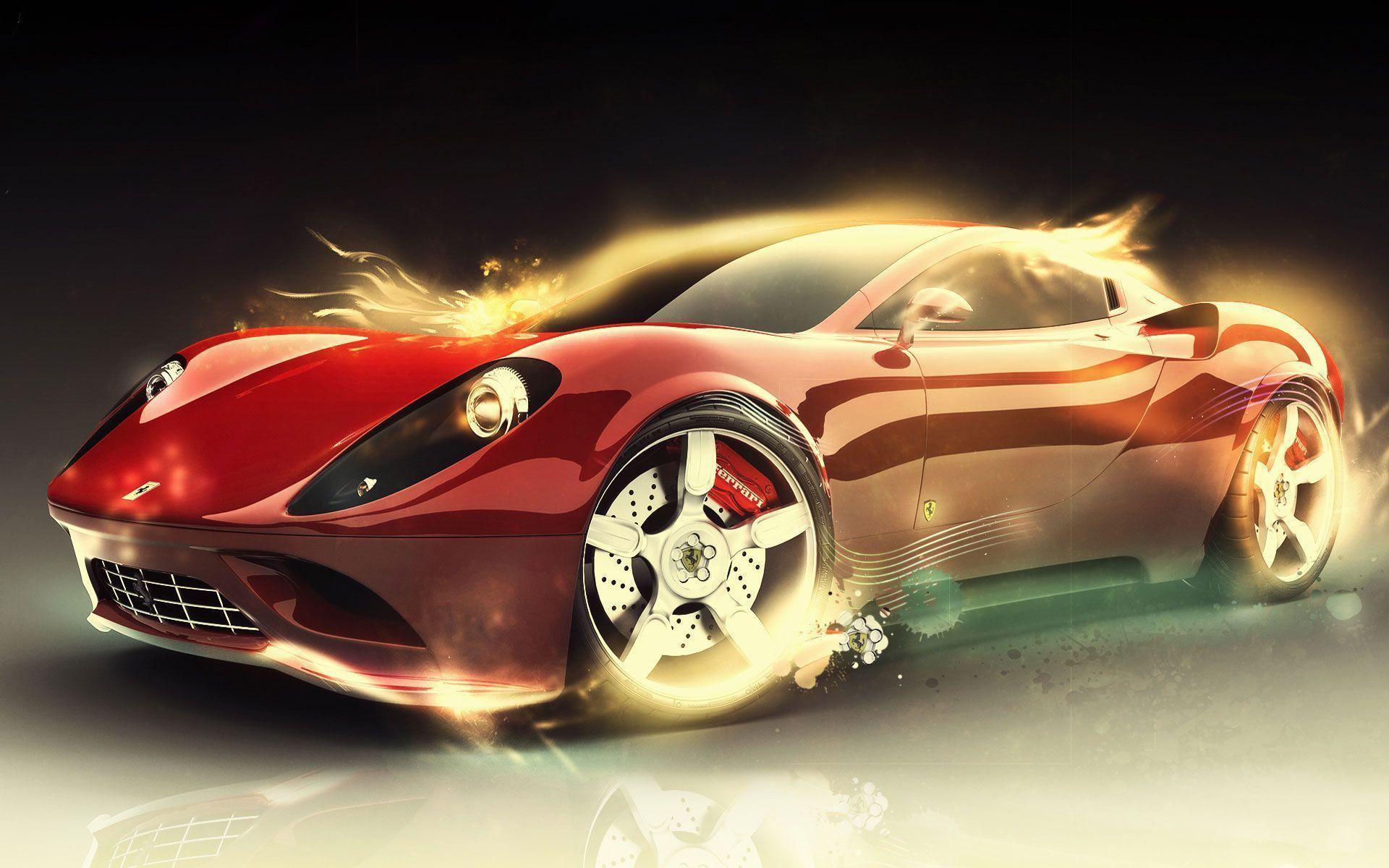 Ferrari Fire Art Wallpaper HD Widescreen Wallpaper