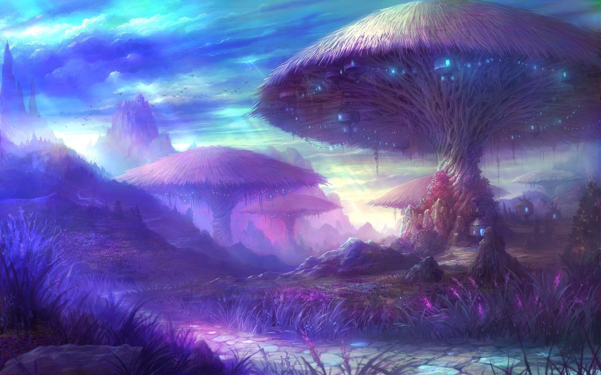 Giant Mushroom Trees Wallpaper 2000x1249