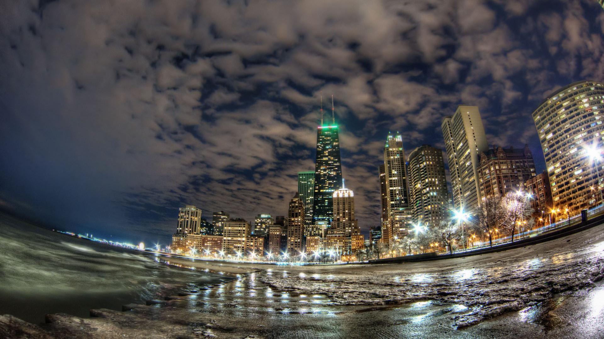 HD Fabulous Photo Of Chicago In Fish Eye Hdr Wallpaper