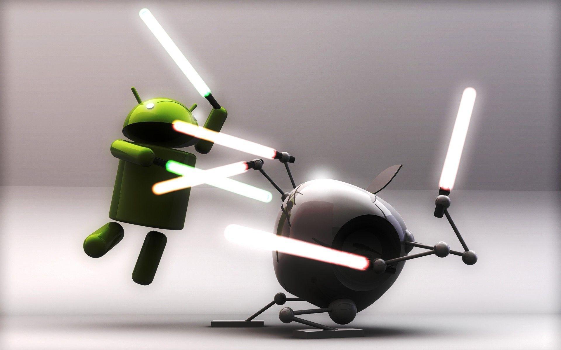Cool Android Vs Apple Lightsaber Wallpaper. TanukinoSippo
