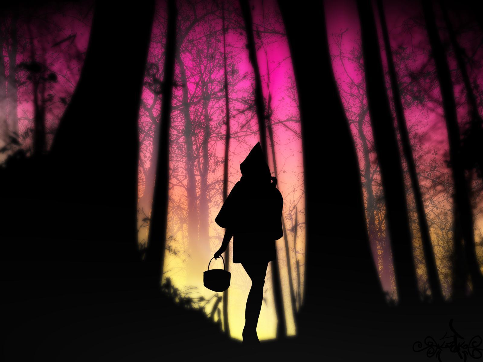 Silhouette Of A Red Eyed Girl X Digital Art Wallpaper