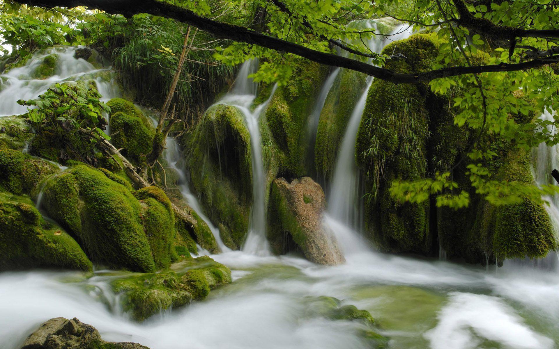 Download Wallpaper Stream Waterfall Beautiful Scenery D