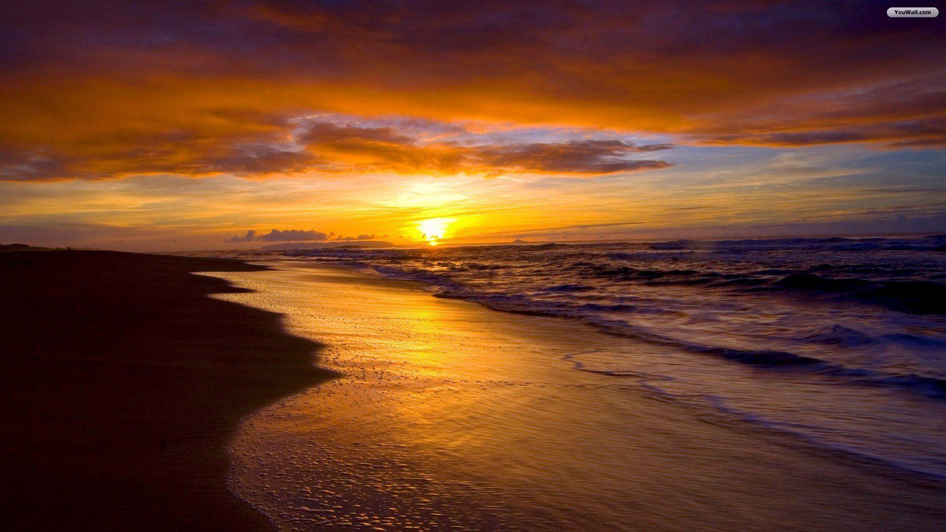 Beautiful Beach Sunset Background HD Image 3 HD Wallpaper