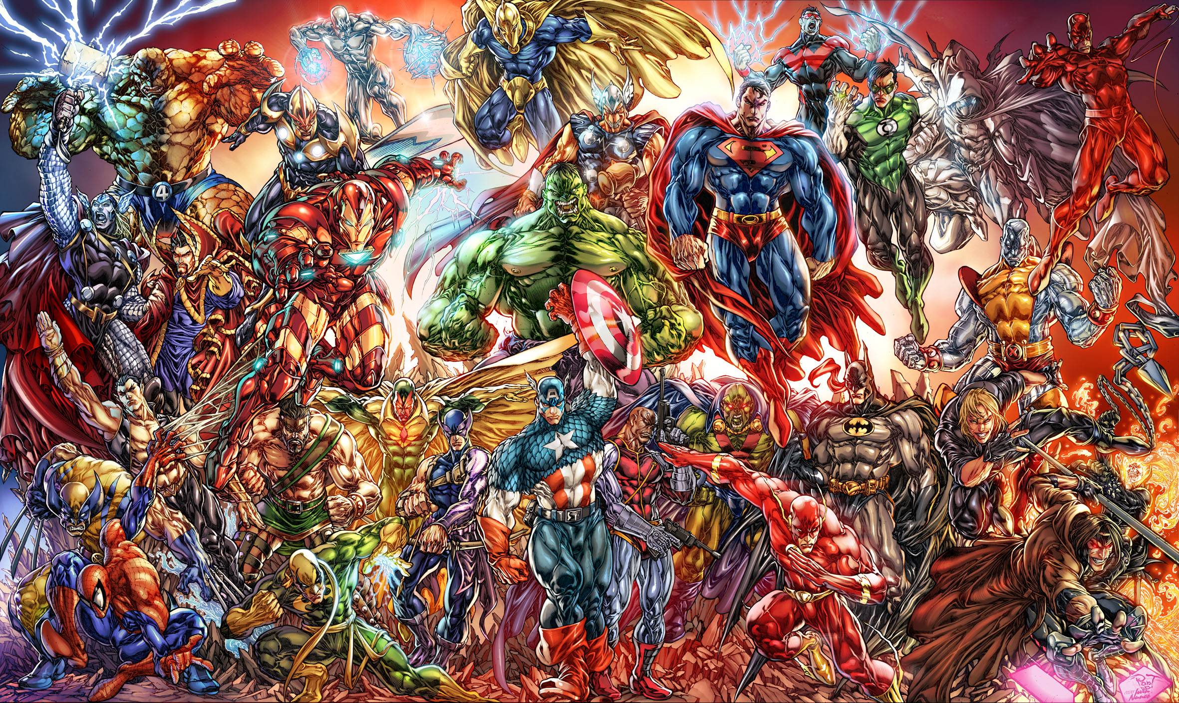 Collage Of Marvel Characters Computer Wallpaper, Desktop