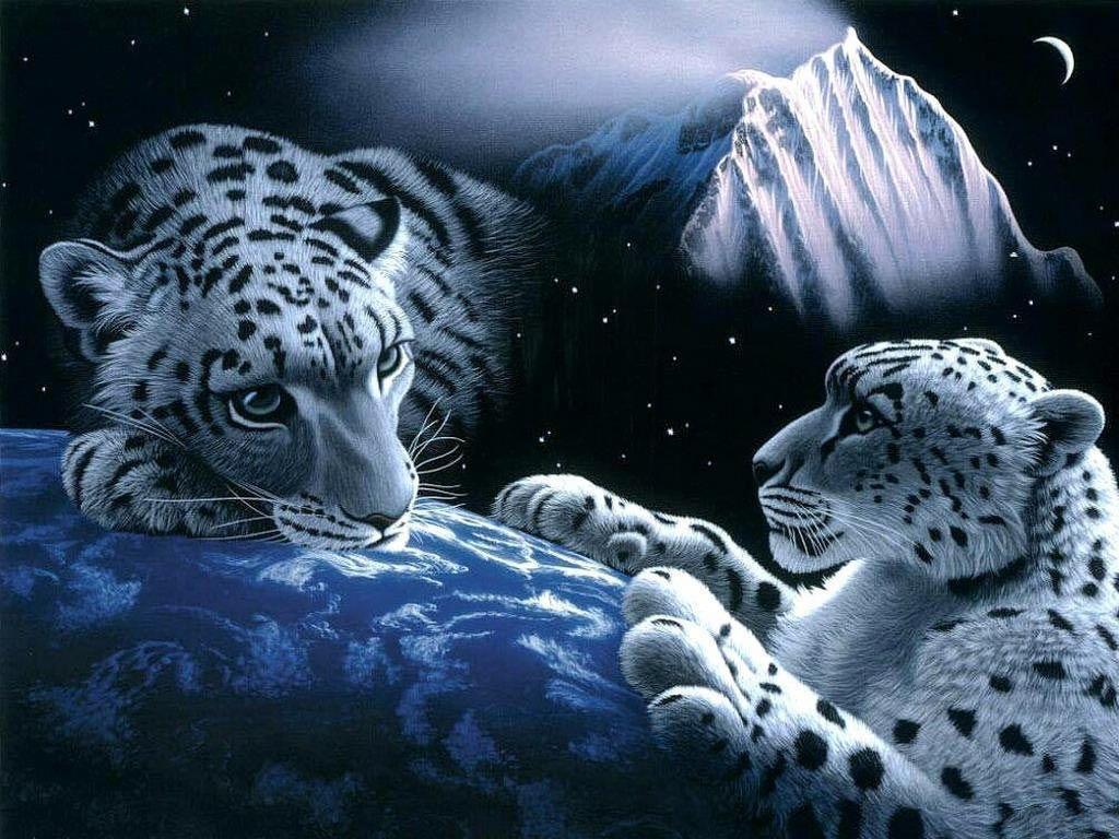 Desktop Wallpaper · Gallery · 3D Art · Snow Leopards. Free