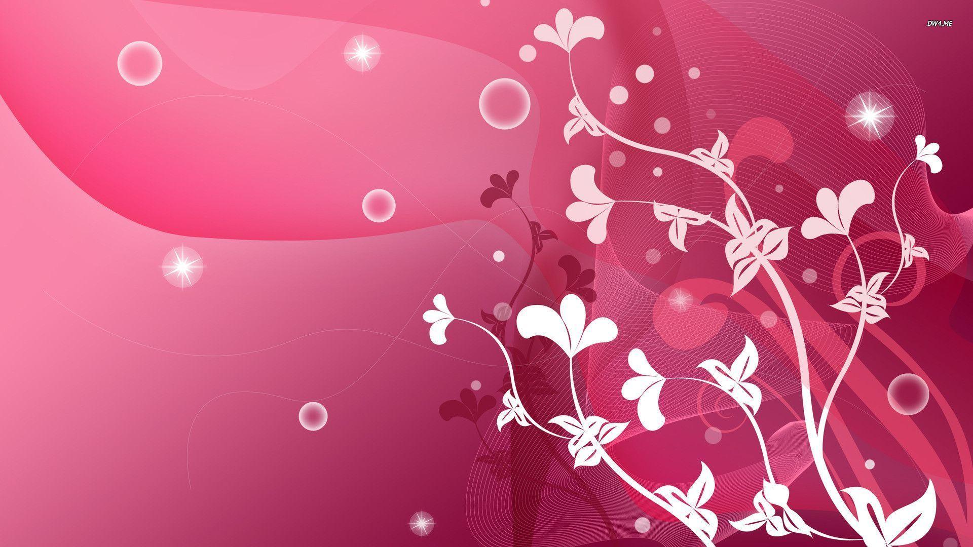 Plants on pink curves wallpaper wallpaper - #