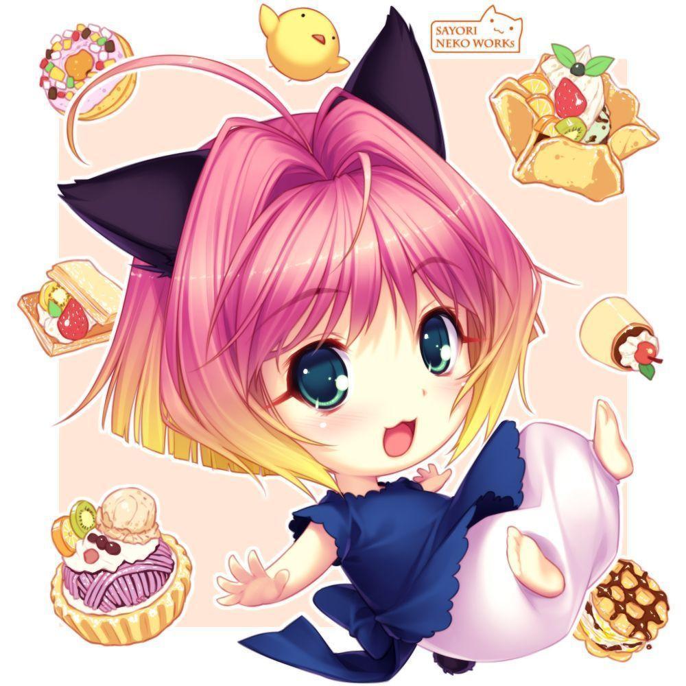 Anime Chibi Photo Girls and Cats Wallpaper