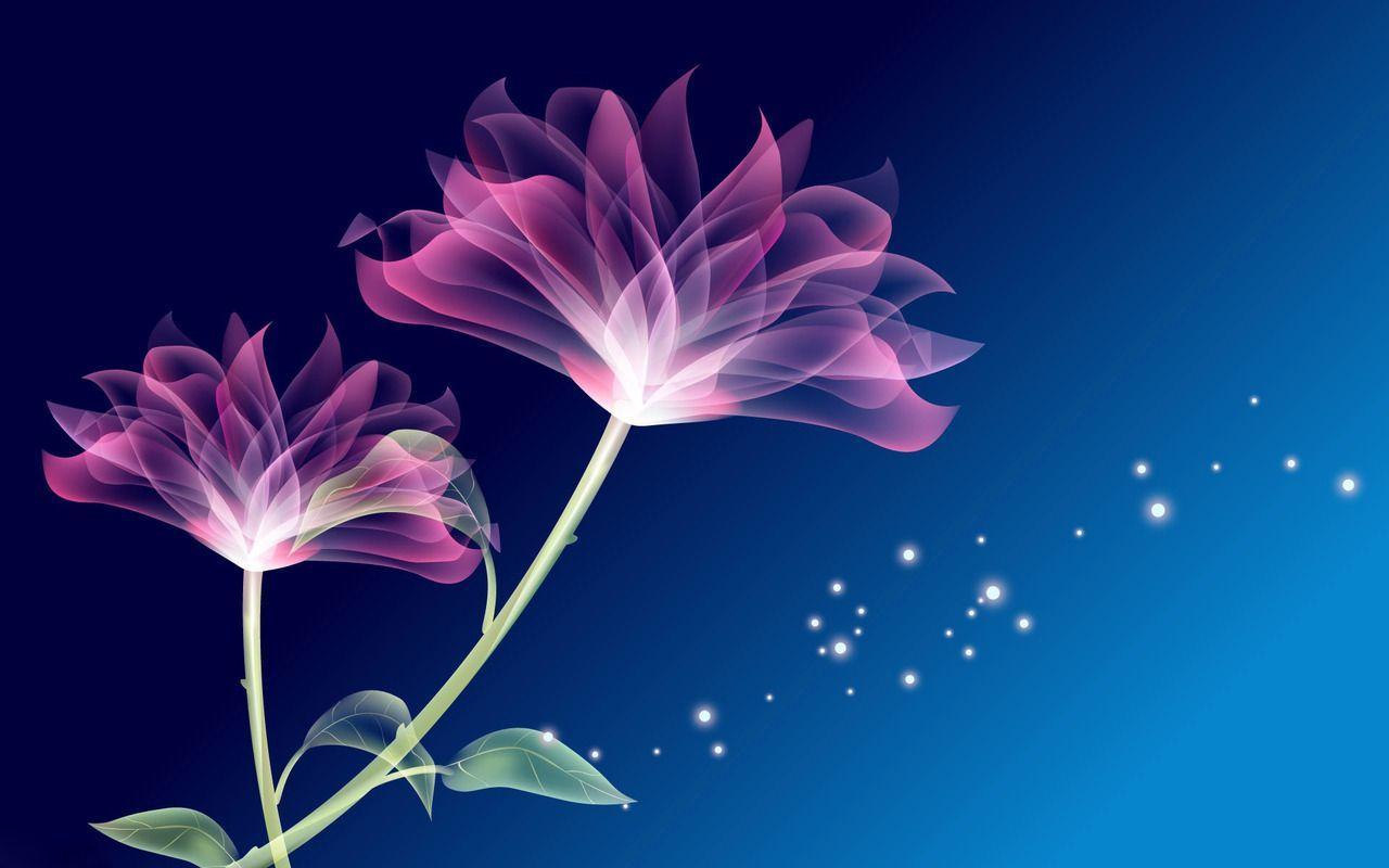 Glowing translucent flowers Widescreen Wallpaper - #