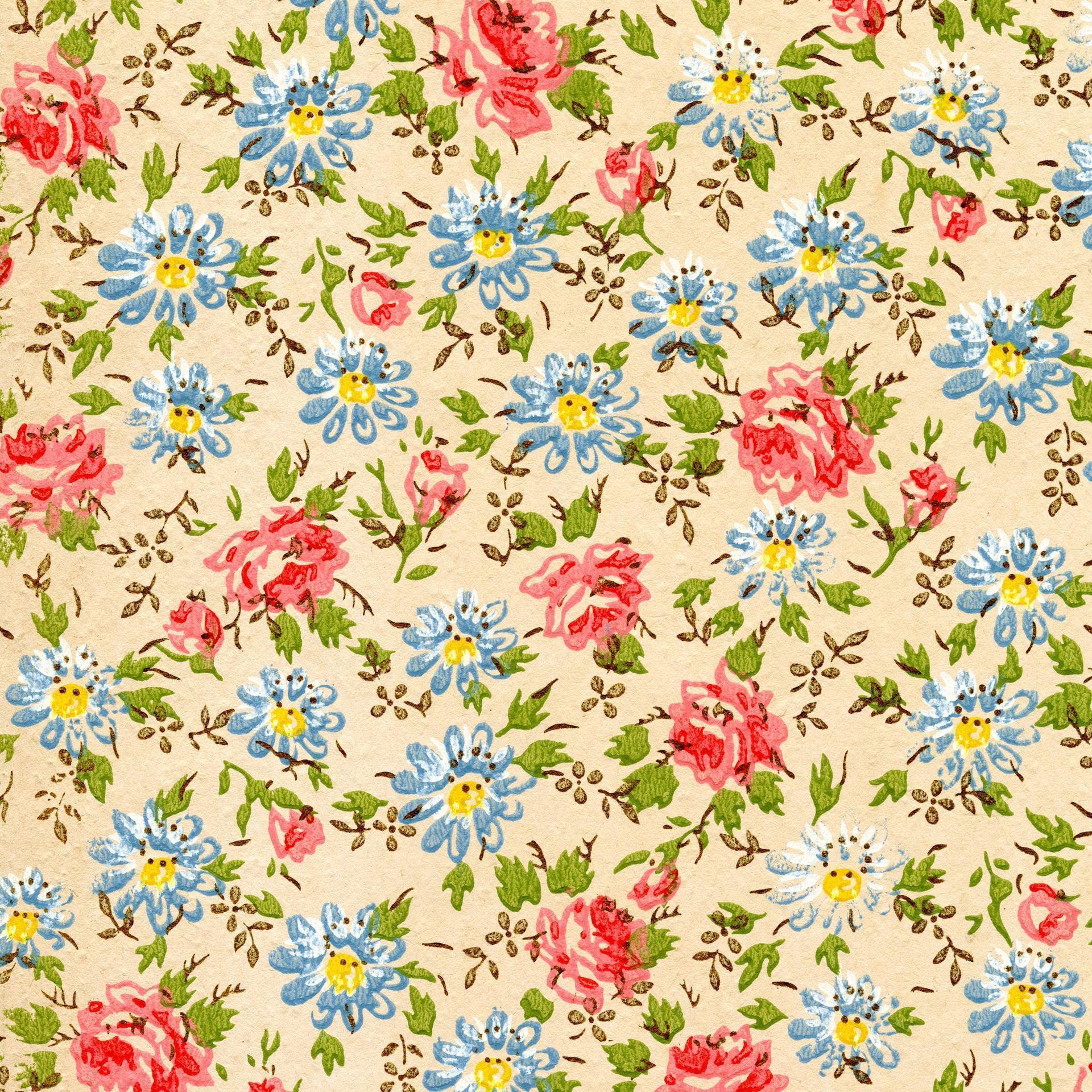 Wallpaper For > Retro Floral Desktop Wallpaper