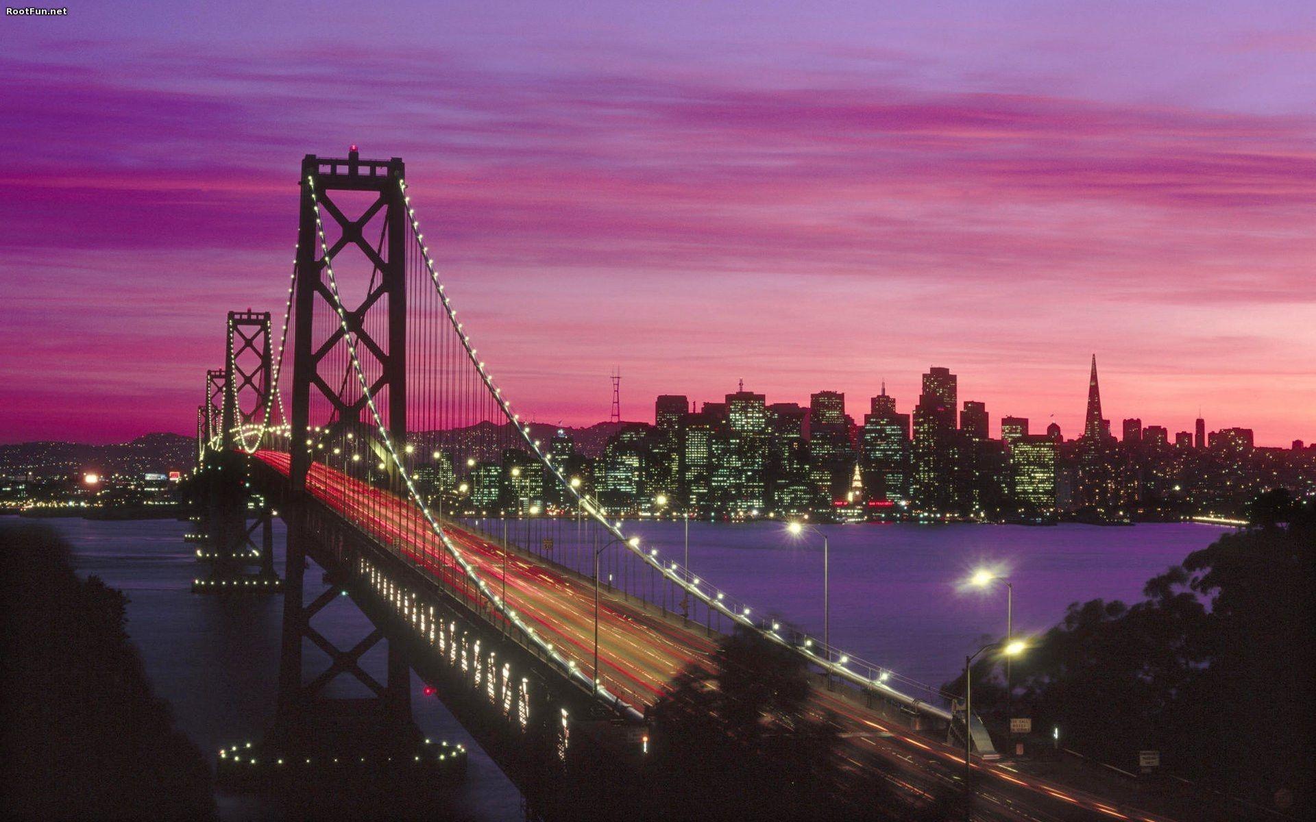 bay bridge at sunset Wallpaper