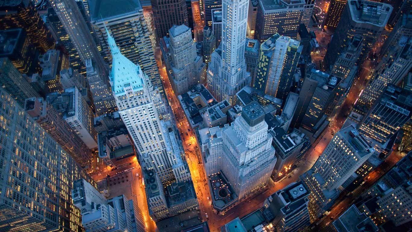 Aerial view of Wall Street, Manhattan, New York City, New York