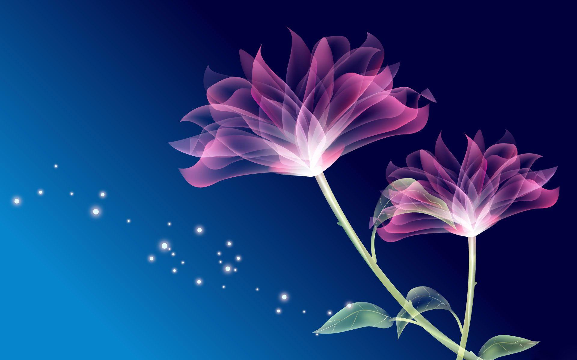 Cool Blue Abstract Flower HD Desktop Wallpaper