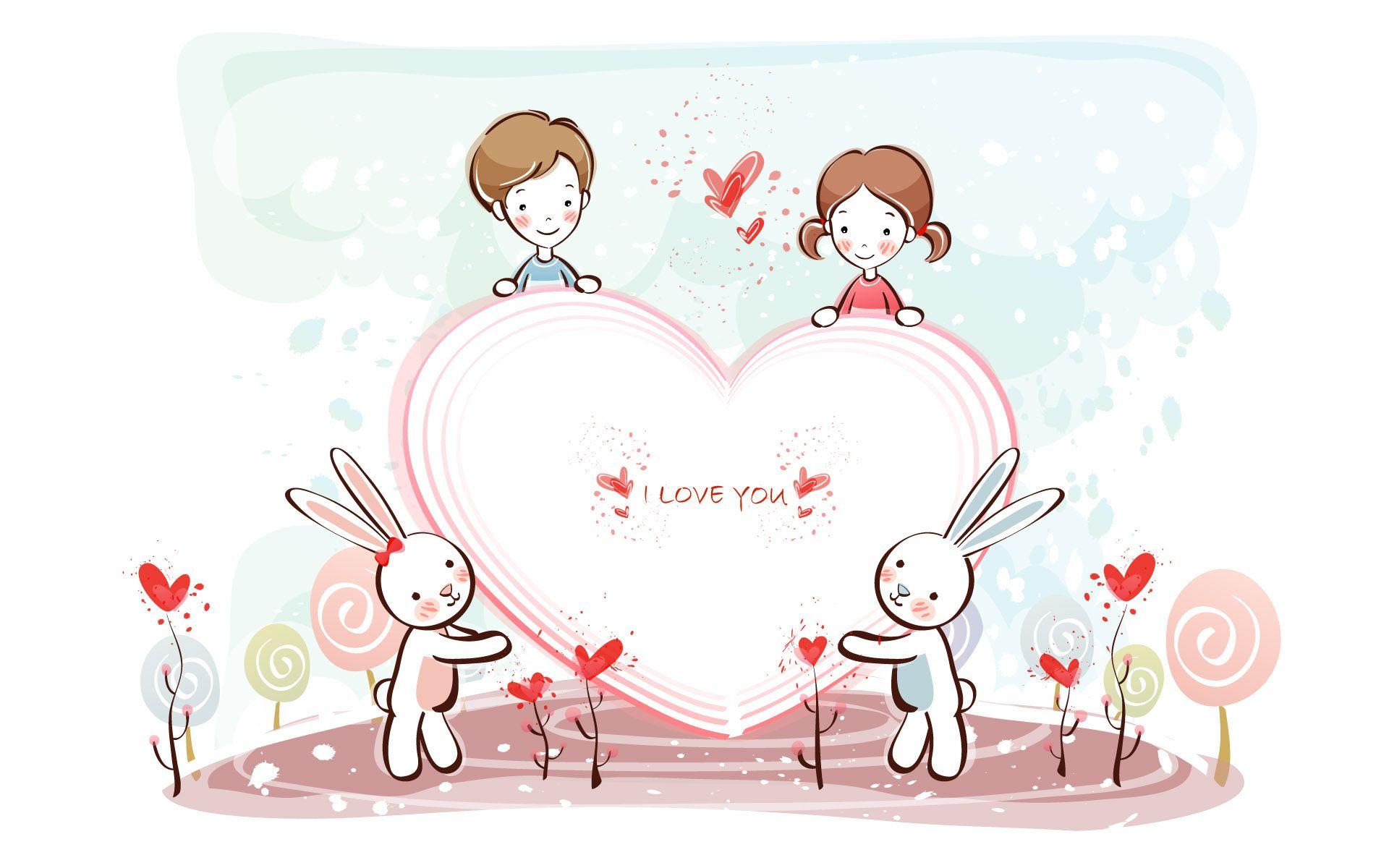 Wallpaper For > Cute Couple Cartoon Wallpaper