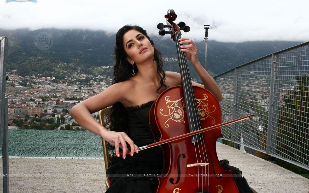 Collected Wallpaper: Katrina Kaif practising music in cello