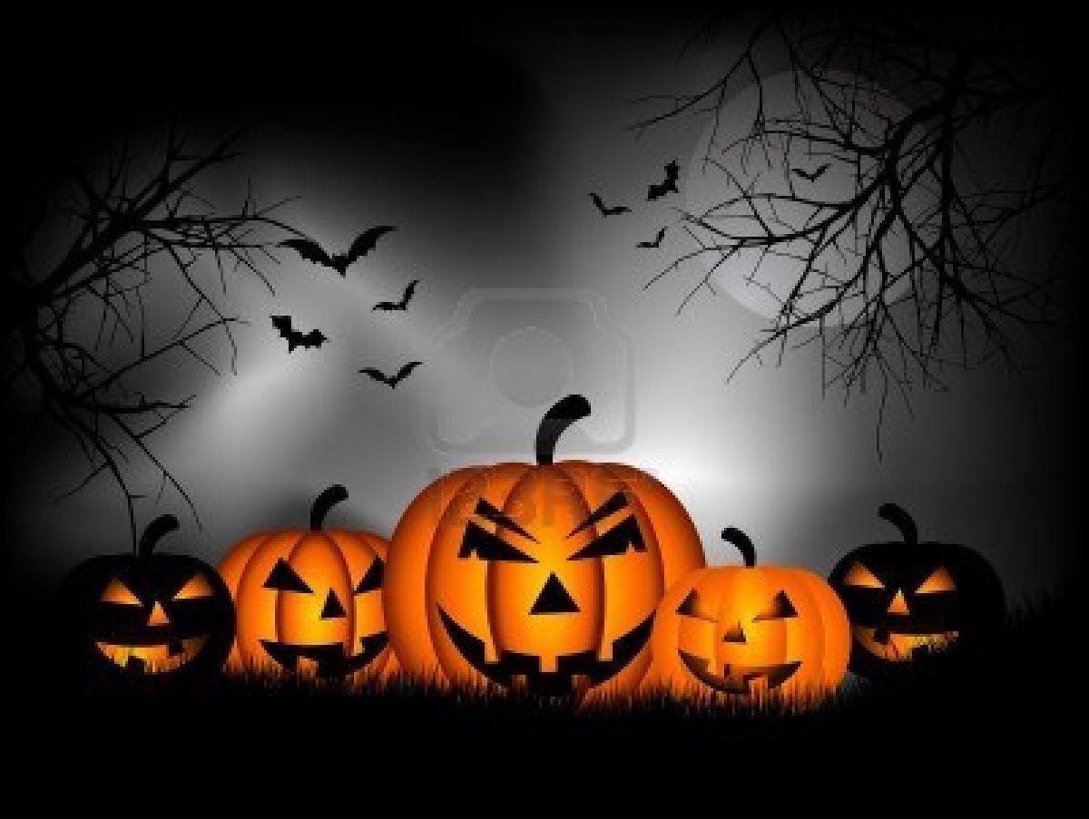 5508479 Spooky Halloween Background With Pumpkins And Bats. Dj