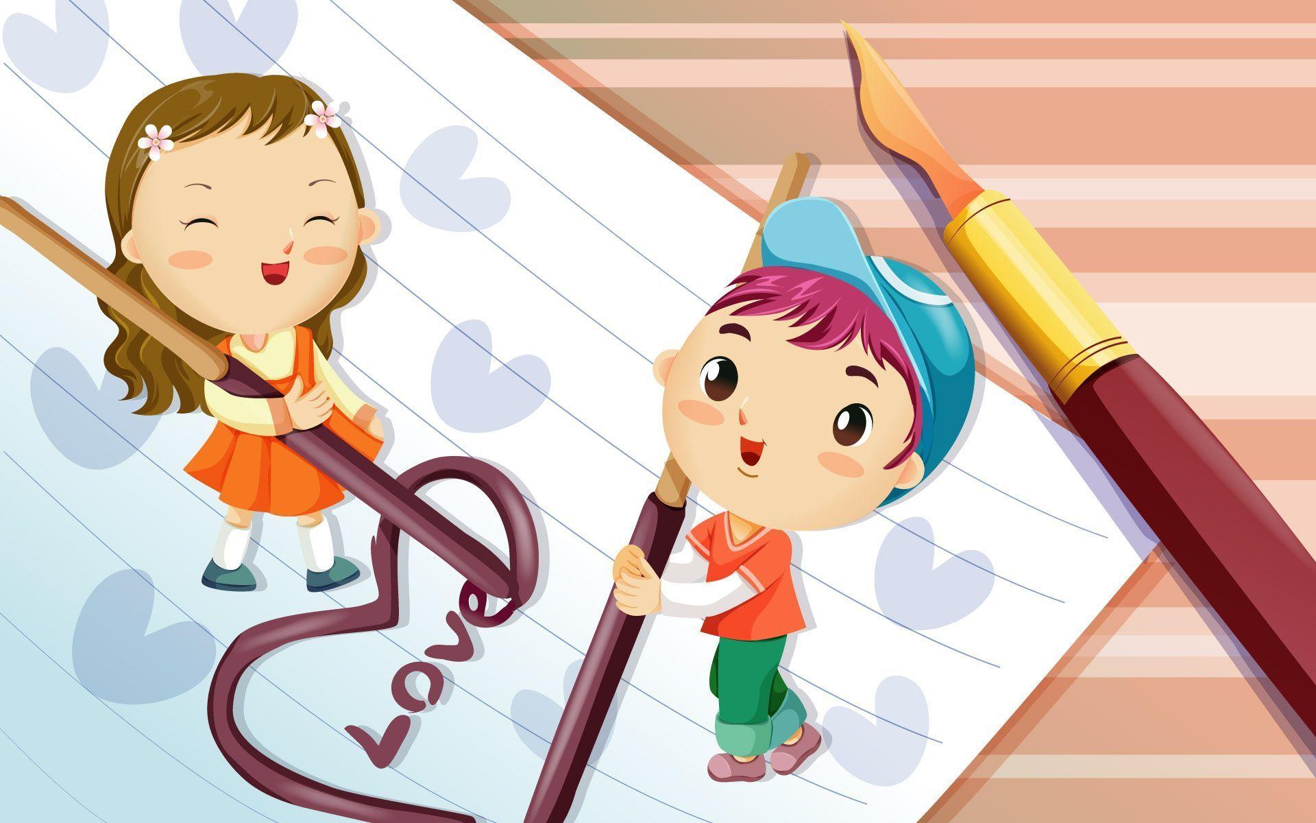 Wallpaper For > Cute Love Couple Cartoon Wallpaper