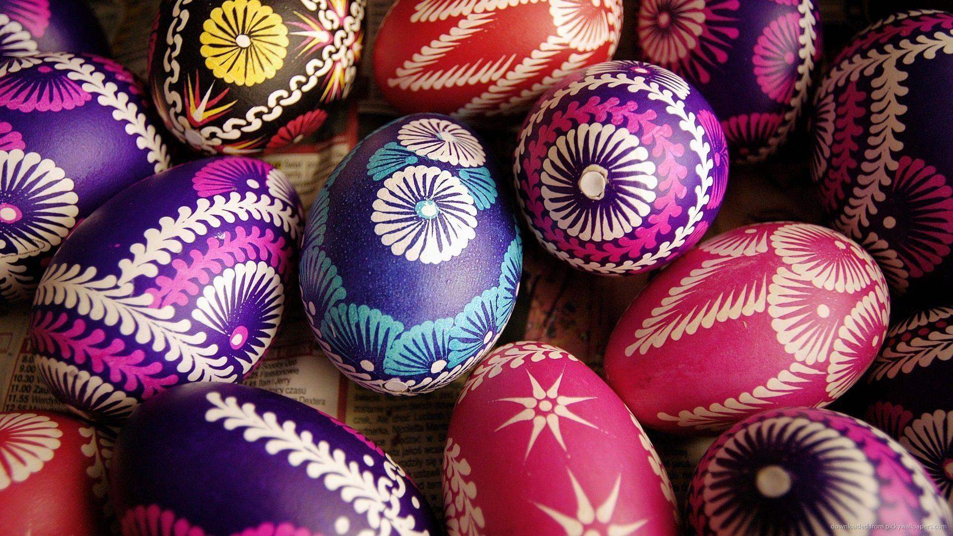 Hand painted Easter eggs wallpaper