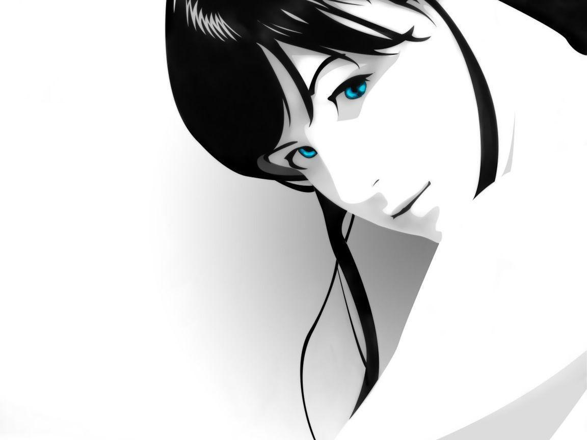 Black and White Girl Desktop, 3D Wallpaper, HD phone wallpaper