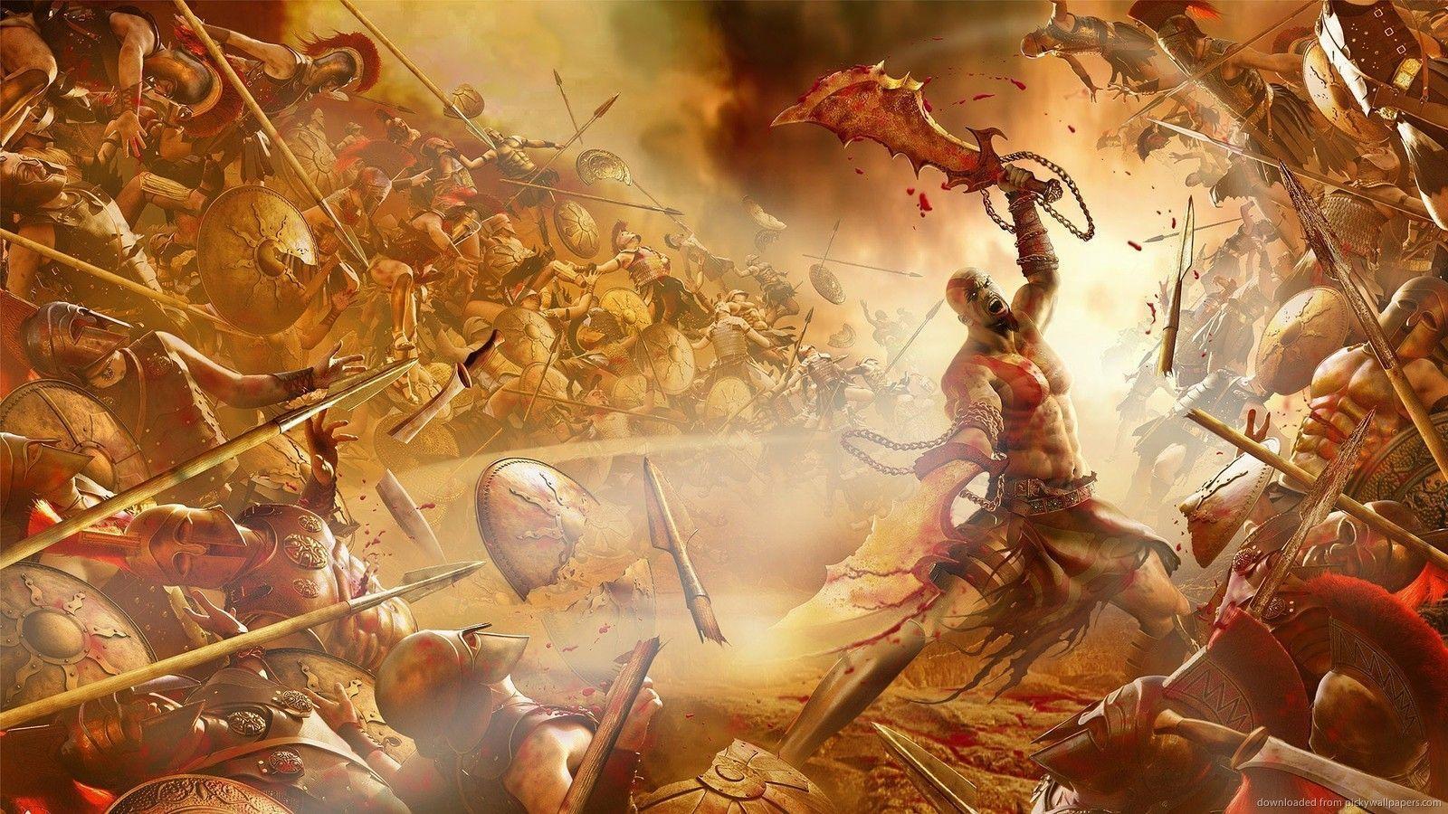 Download 1600x900 Kratos Epic Battle 2 Wallpaper
