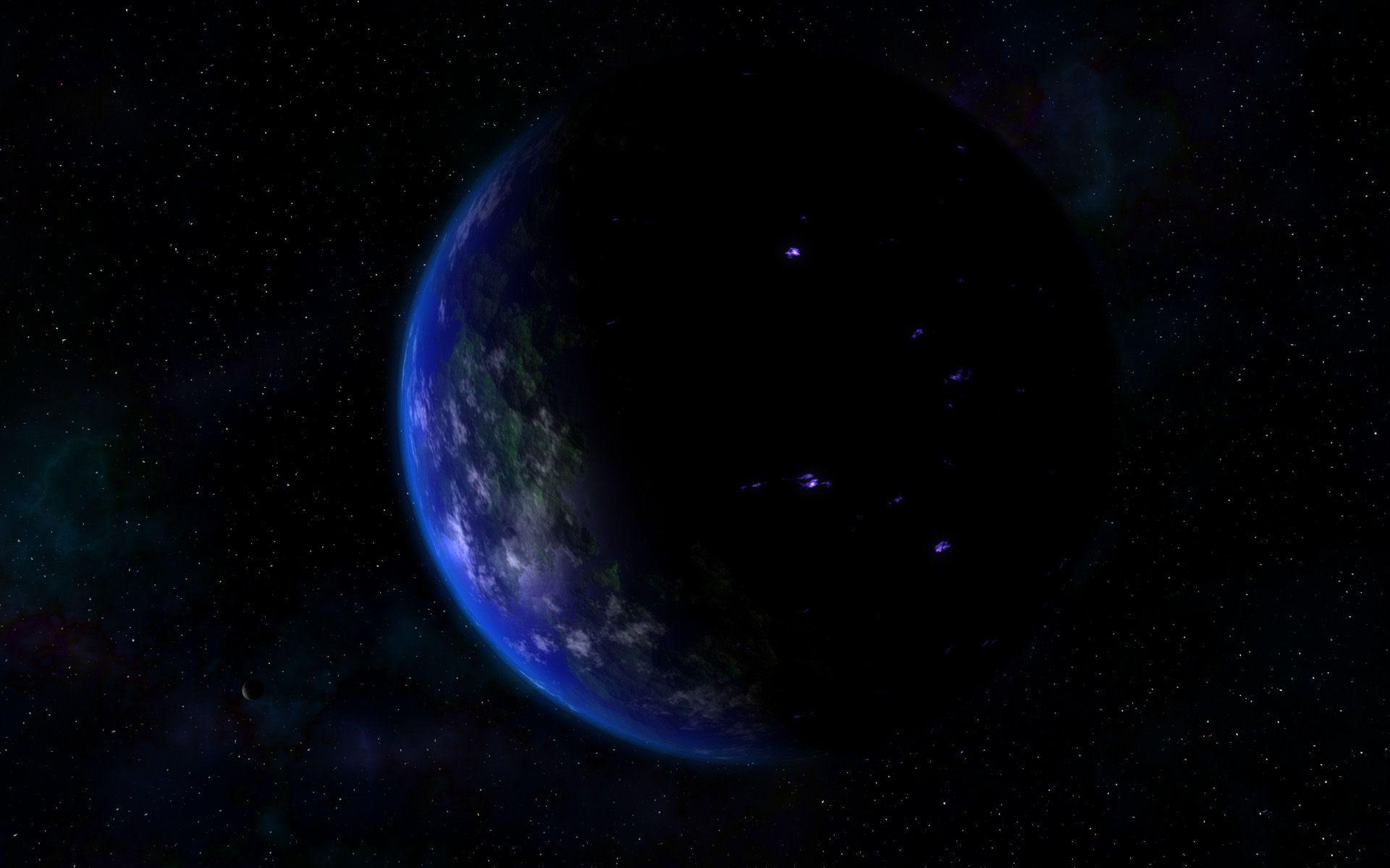 3D space dark planet free desktop background wallpaper image