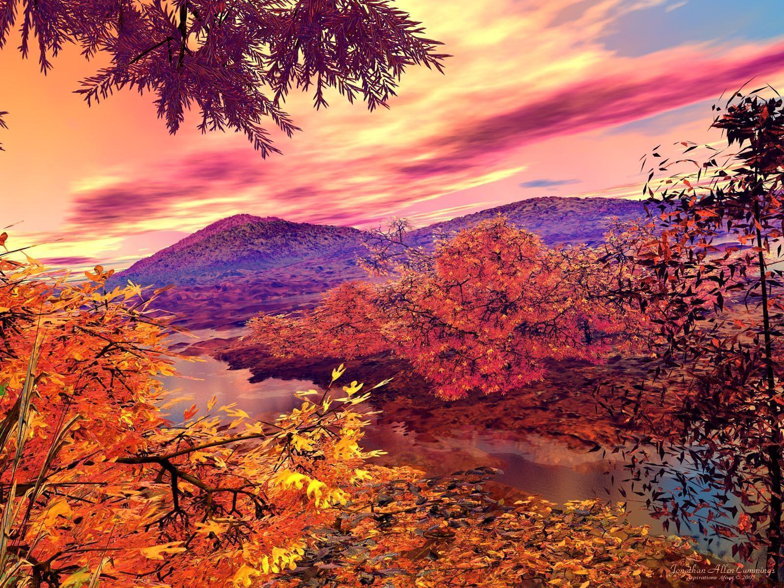 Beautiful autumn landscape free desktop background
