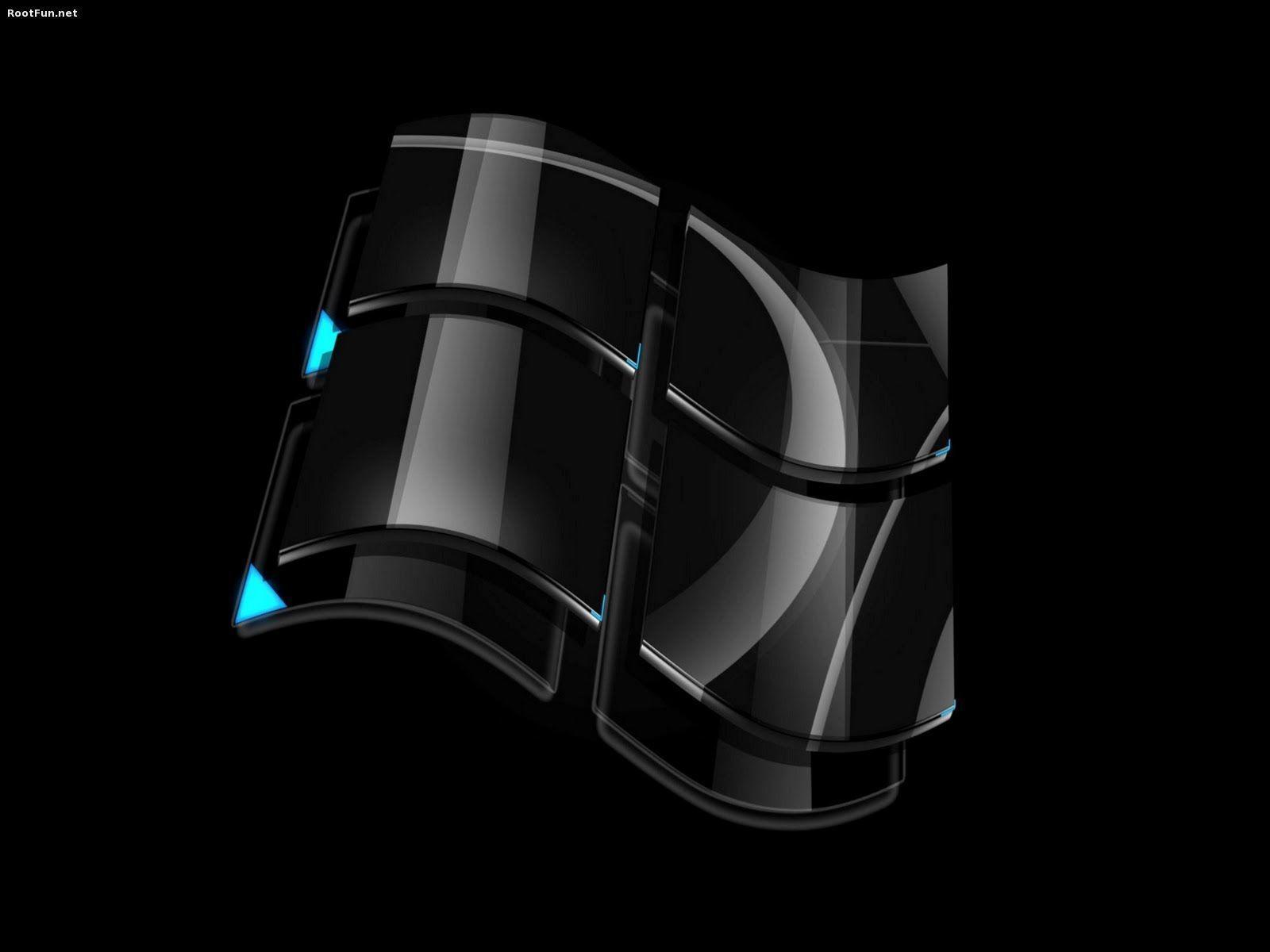 windows logo 3D black Wallpaper